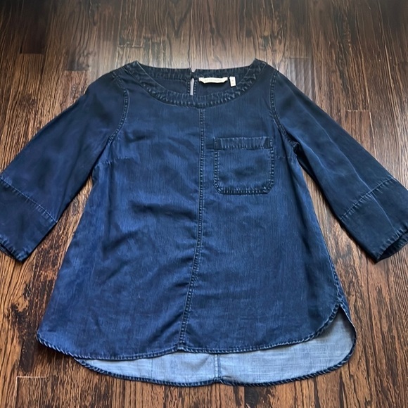 Soft Surroundings Blue Tunic Georgica Round Hem top XS - Picture 2 of 7